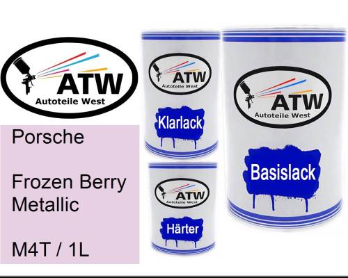 Porsche, Frozen Berry Metallic, M4T / 1L: 500ml Lackdose + 500ml Klarlack + 250ml Härter - Set, von ATW Autoteile West.